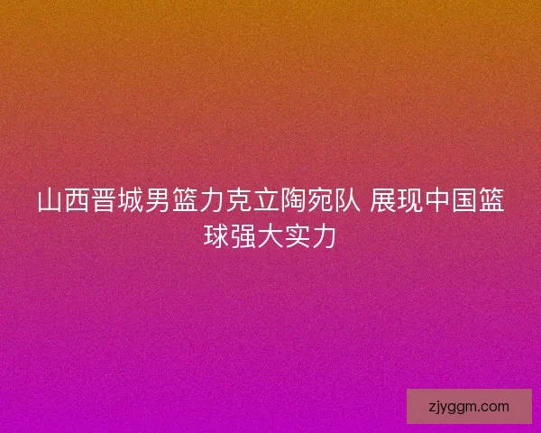 山西晋城男篮力克立陶宛队 展现中国篮球强大实力